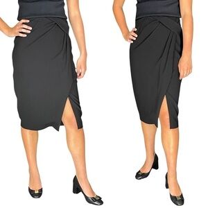 BURBERRY LONDON WRAP STYLE SLIT GATHERED HIP SKIRT